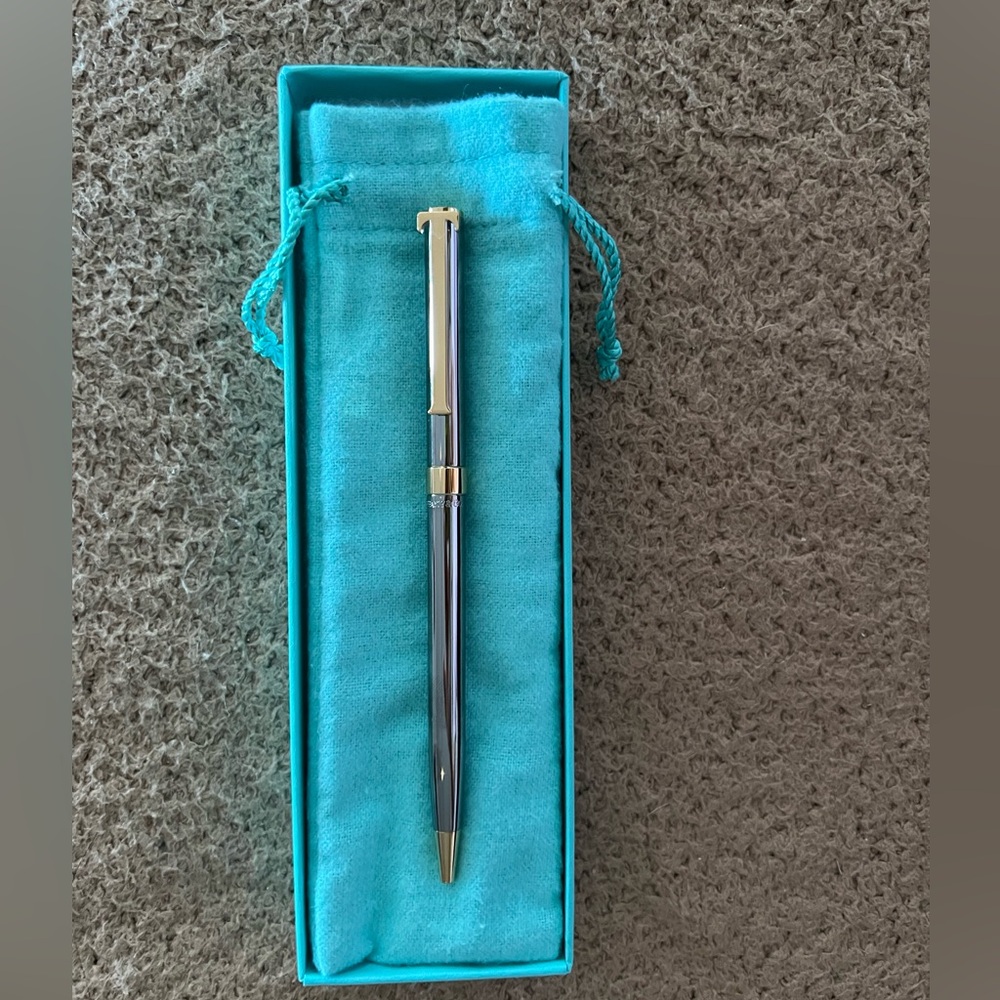 Tiffany T Ballpoint Pen in Silver with Gold Accents